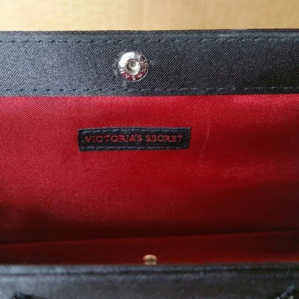 Victoria's Secret Beaded Black Satin Evening Bag